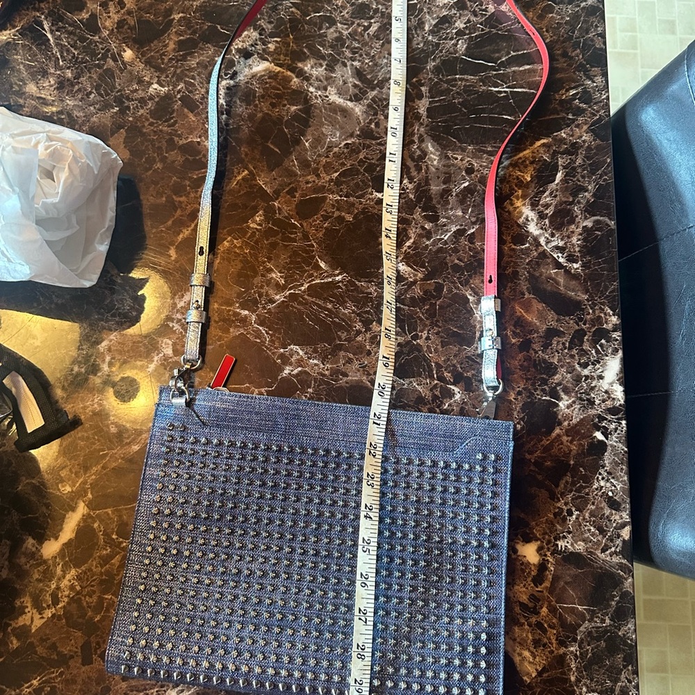 Christian Louboutin Denim metallic clutch, crossbody